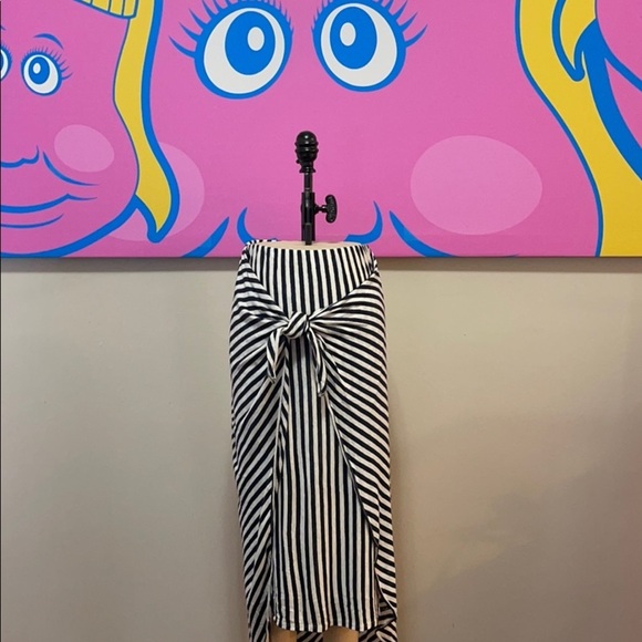Splendid x Margherita Black White Linen Striped Skirt - Picture 1 of 12